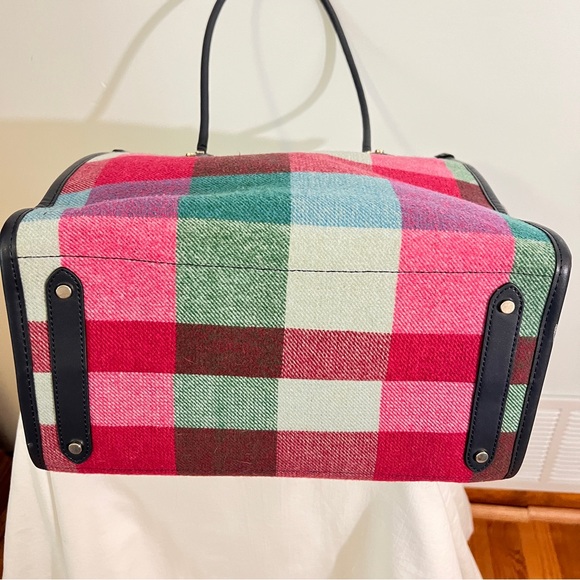 Kate Spade Ella Tote Pink & Green Handbag with Structured Design in Pretty Plaid - Picture 9 of 11